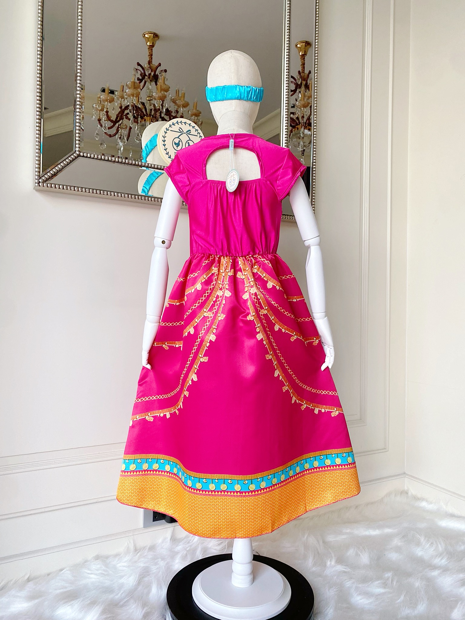 ชุดเจ้าหญิงจัสมิน (Jasmine) สีชมพูบานเย็น พร้อมผ้าคาดผม