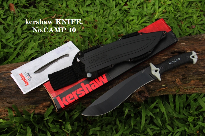มีดเดินป่าkershaw รุ่น CAMP 10 รหัส 1077 ใบยาว 10 " FULL TANK ใบมีดเหล็ก 65Mn , powdercoat พร้อมซอง Kydex