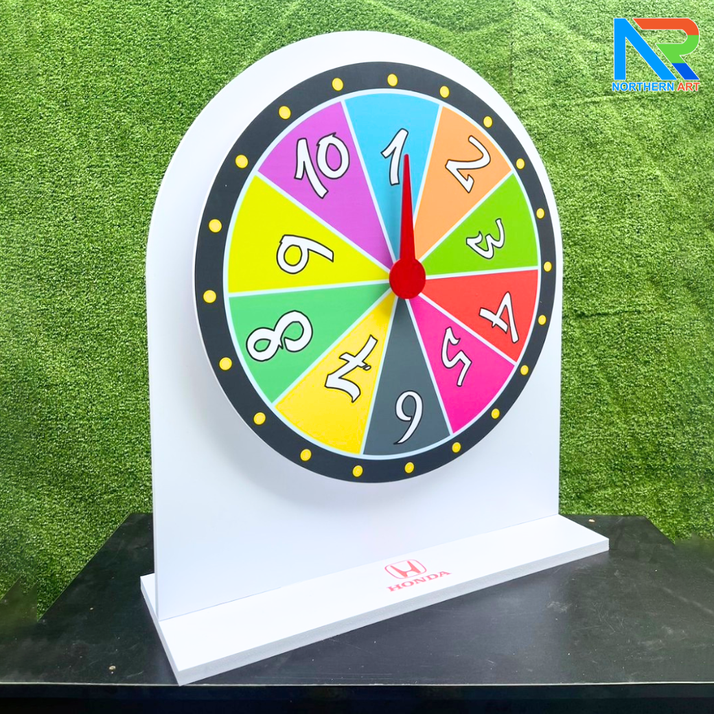 เกมส์วงล้อตั้งโต๊ะ ขนาด (W)58 x (D)20 x (H)65 ซม. วัสดุไม้MDF ปิดผิวเมลามีนสีขาว และ พลาสวูด