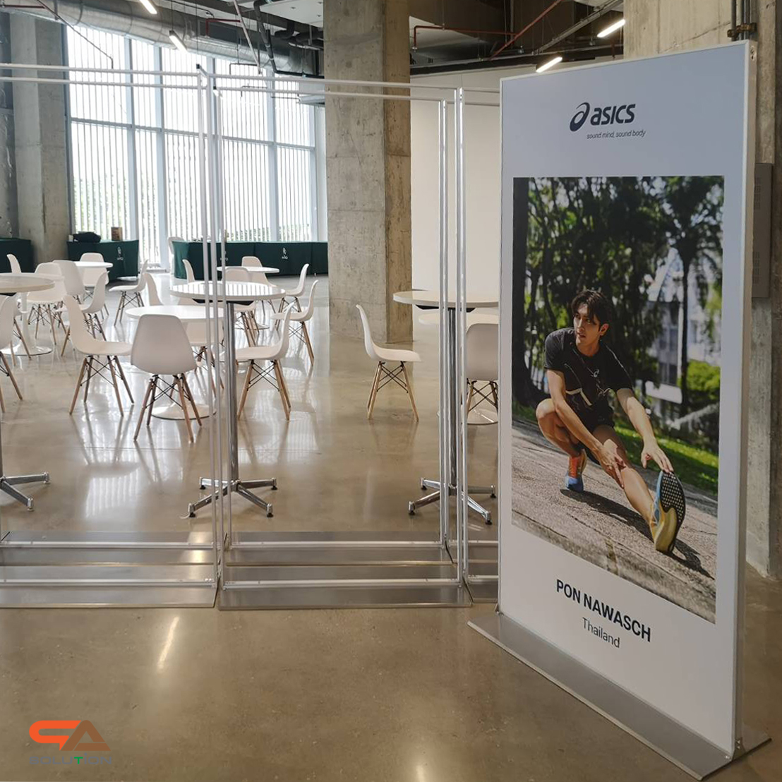เช่าบอร์ดนิทรรศการ เช่าป้ายประชาสัมพันธ์ ขนาด 100x200 cm.โชว์งานพิมพ์ 2 ด้าน แข็งแรง มั่งคง พร้อมติดตั้งหน้างาน