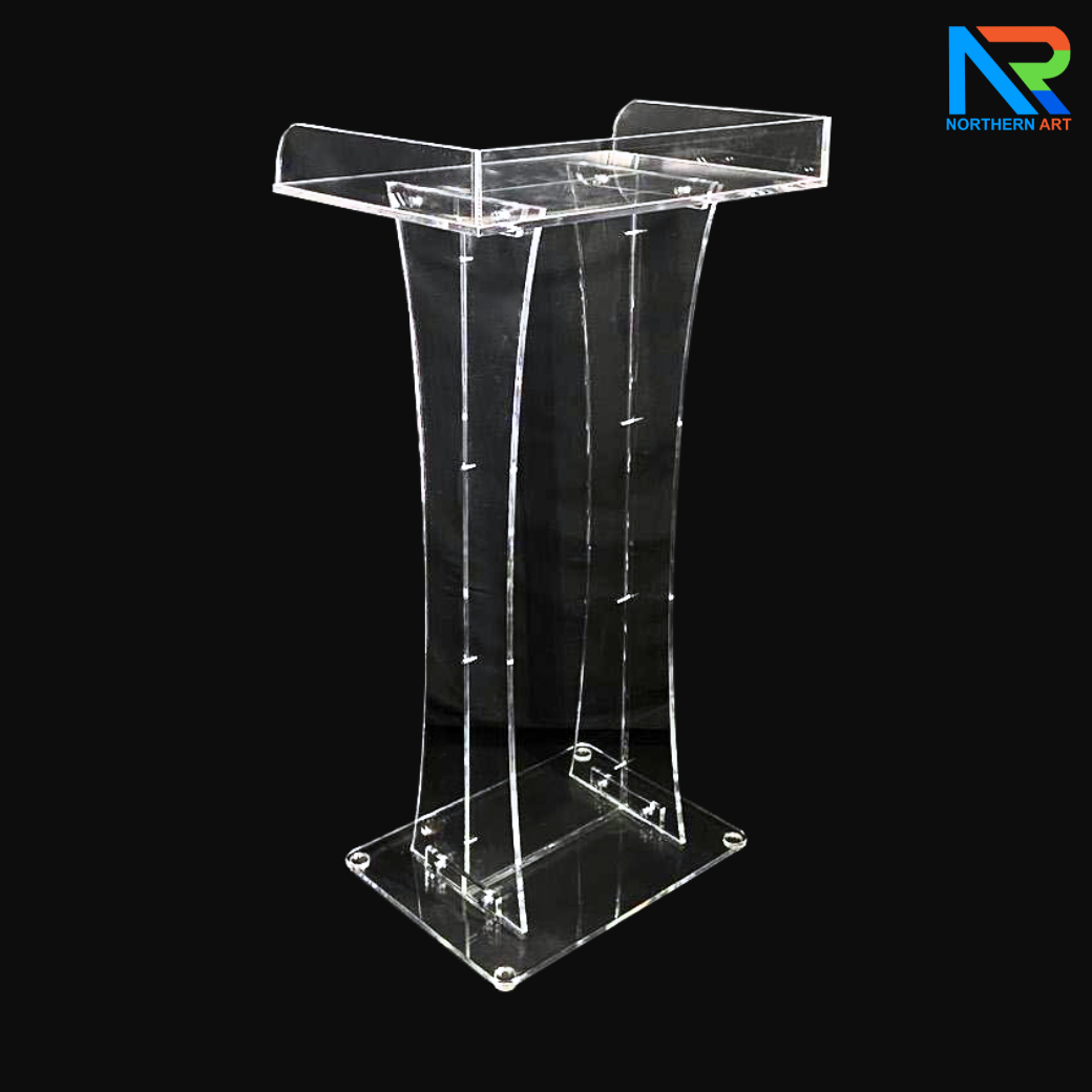 โพเดียม อะคริลิคใส ขนาด(W)60 x (L)42 x (H)109 cm. TOP ตรงพร้อมกันตก 3 ด้าน วัสดุอะคริลิคใส หนา 9.5 มม.