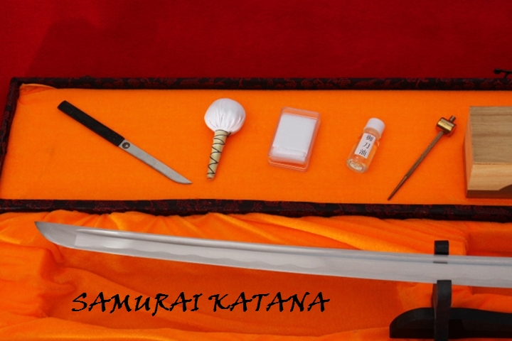 ดาบซามูไรคาตานะ KAWASHIMA STEEL. ขนาดความยาวรวม 40 นิ้ว เหล็ก HIGH CARBON NISI1060 ฝักดาบสีขาวไม้เนื้อแข็งลายสวยงาม