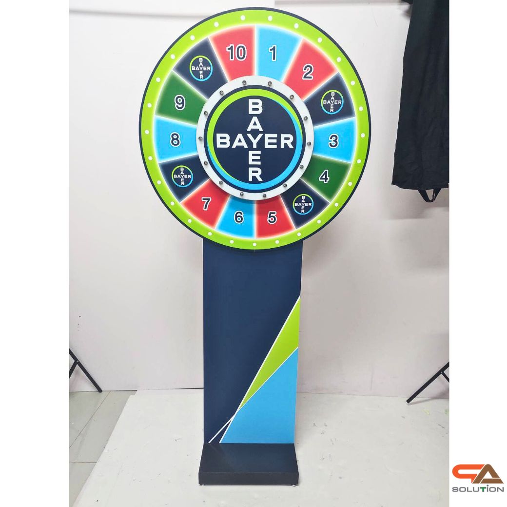 เช่าเกมส์วงล้อ LED ตั้งพื้น รุ่นA ระบบสัมผัส พร้อมไฟกระพริบเปลี่ยนสีได้ ขนาดวงล้อ 80 ซม.สูง 170 ซม. สามารถเปิดเพลง-สปอร์ตโฆษณาได้ มีลำโพงในตัว