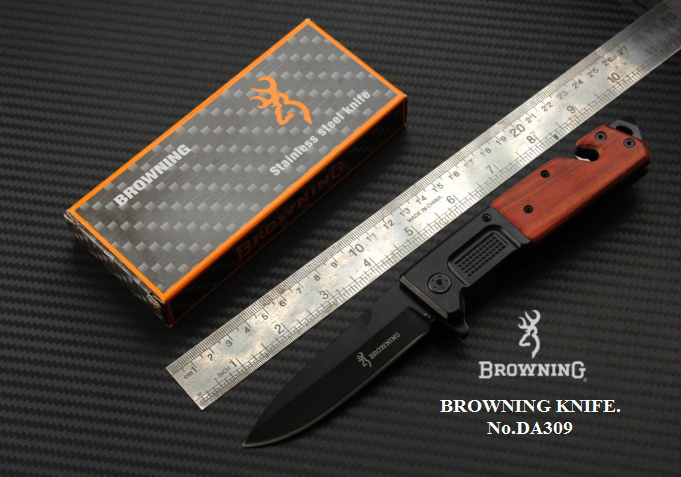 มีดพับ BROWNING DA309 Stainless Steel มีดSurvival Knife ด้ามไม้
