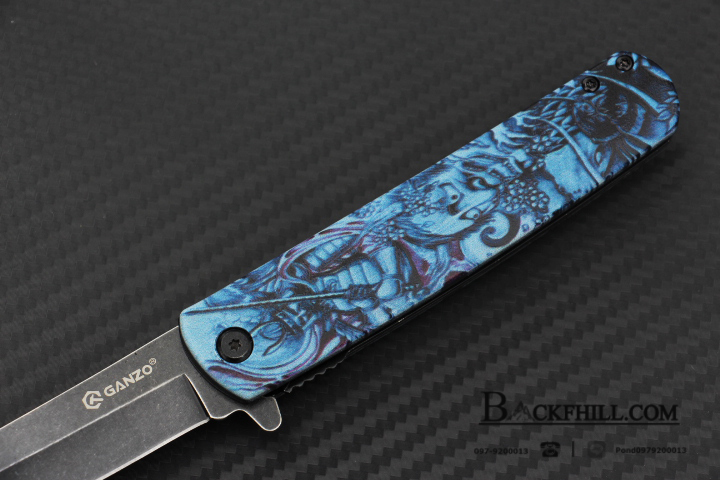 มีดพับGanzo รุ่น G626 - GS ด้ามสีฟ้าคาบูกิ ใบมีดหัวตัด TANTO 440 Steel / ของแท้ 100%