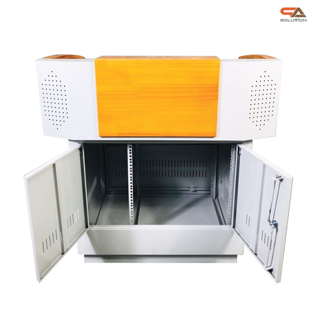 CLEARANCE SALE!โพเดียมโรงเรียน โพเดียมเหล็ก โพเดียมอาจารย์ โพเดียมเลคเชอร์ ขนาด 100X70 cm.TOPไม้ พร้อมลิ้นชัก (สินค้าตัวโชว์)