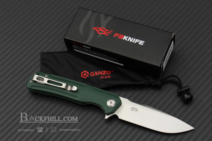 มีดพับ Ganzo กานโซ่ รุ่น FH91-GฺB ด้ามสีเขียว / ใบมีด D2 Steel / ด้ามจับ G10 ของแท้ 100%