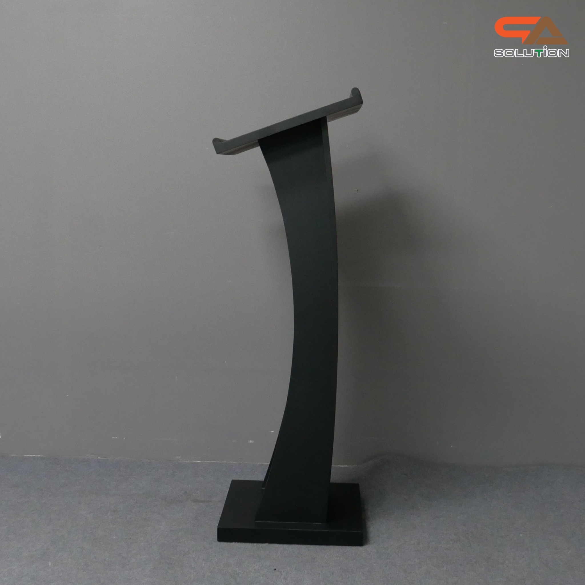 โพเดียมไม้ สีดำ ขนาด (W) 50 x (L) 40 x (H) 120ซม.TOP เอียง พร้อมชั้นวางของ