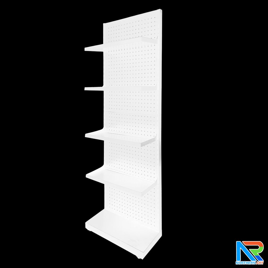 เช่าชั้นวางสินค้าเหล็ก ขนาด(W)50 x (D)25 x(H)150 cm. สีขาว ปรับจำนวนชั้นและขอแขวนได้ตามความต้องการ