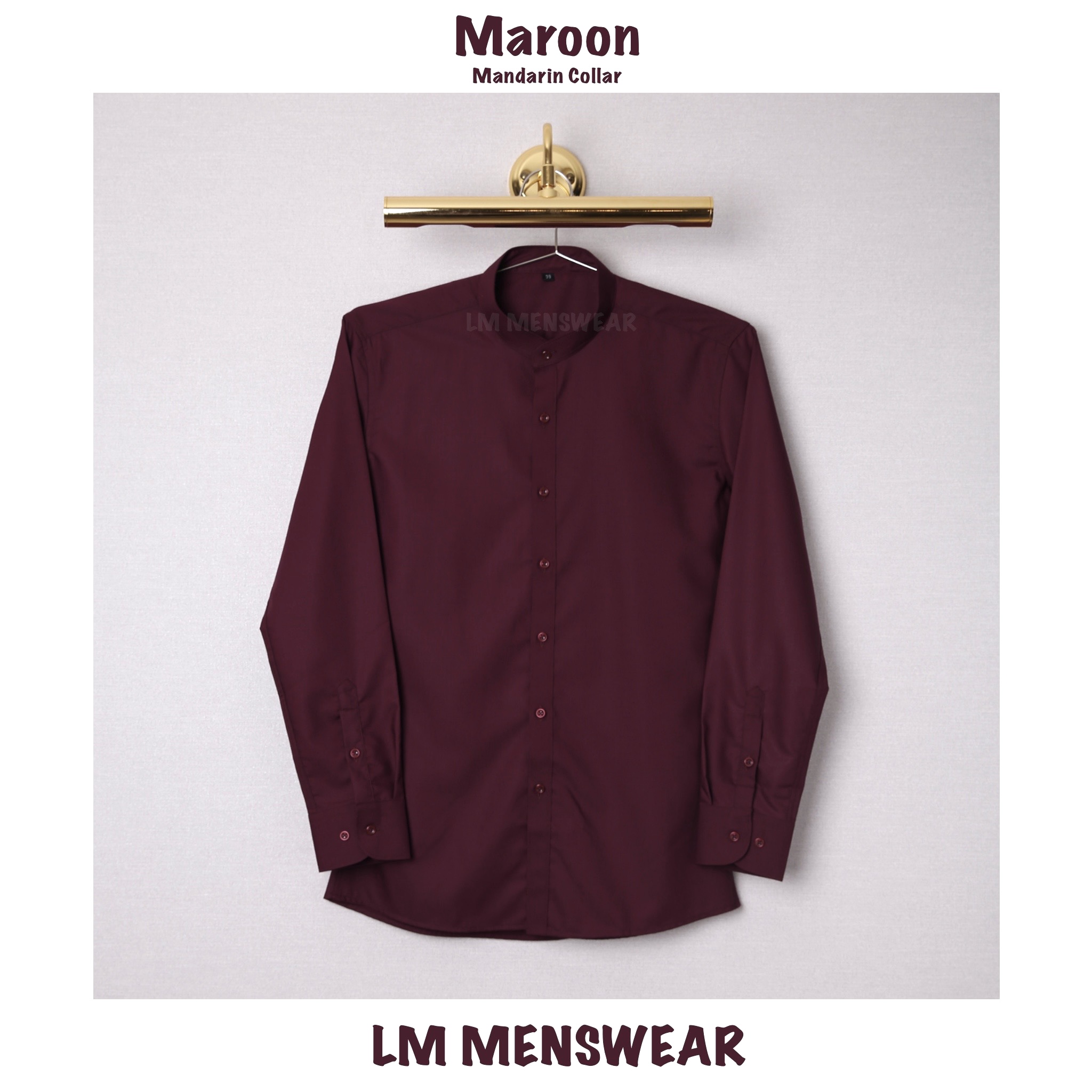 เสื้อเชิ้ตคอจีน สีเลือดหมู (Maroon Shirt - Mandarin Collar)