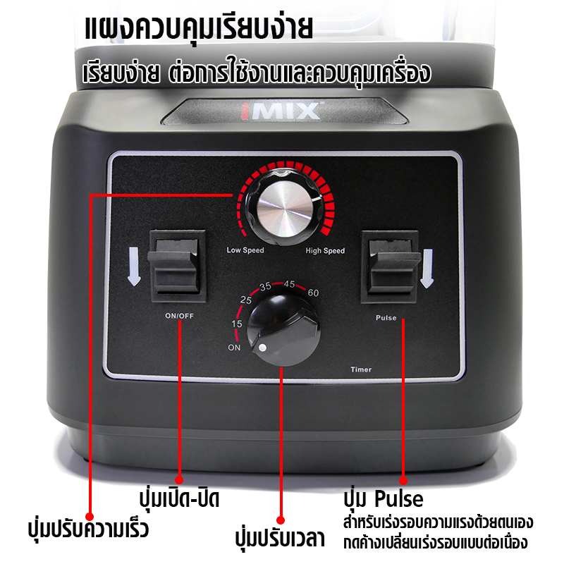 เครื่องปั่น สมูทตี้ไอมิกซ์ 2200W รุ่นฝาครอบ