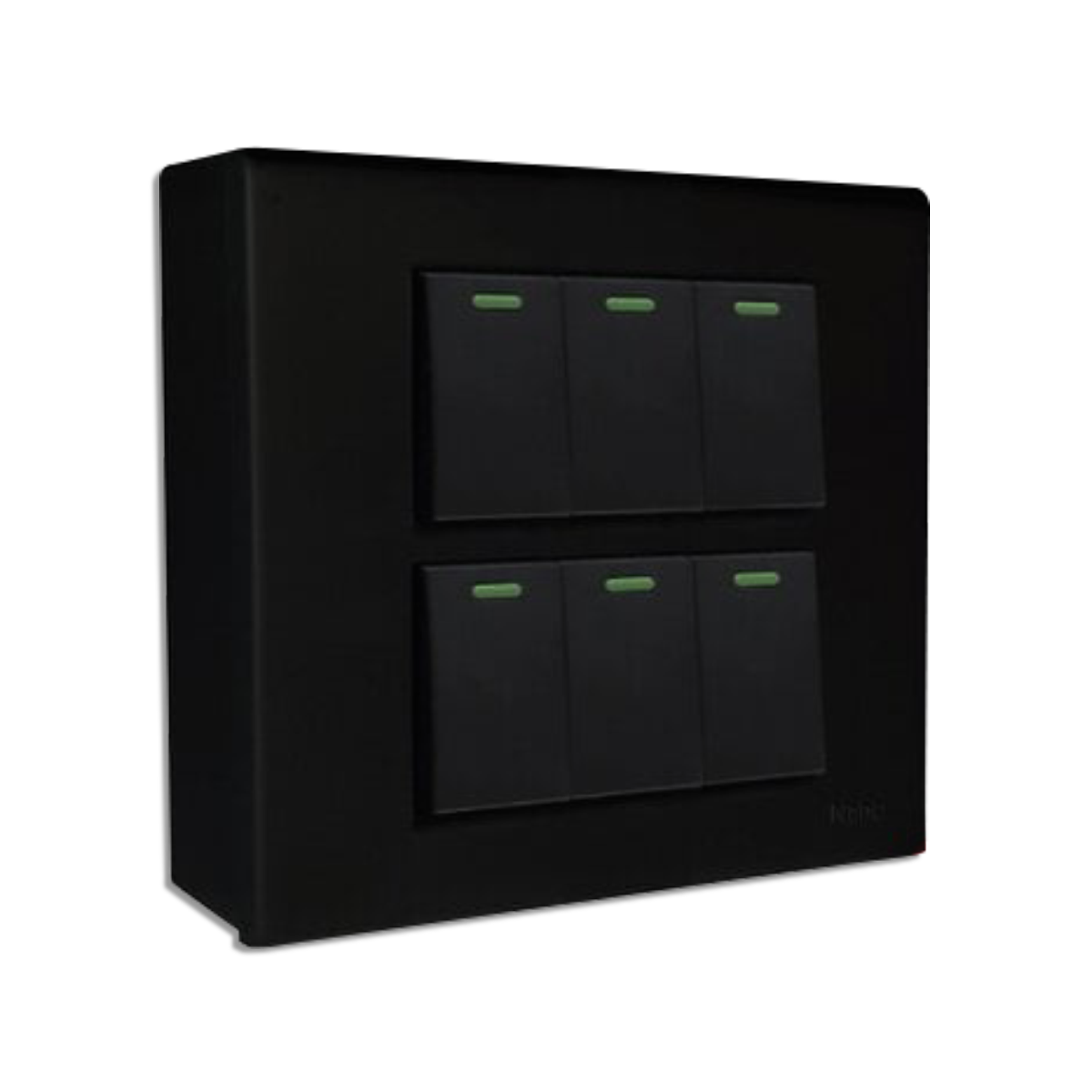 NANO ชุดฝา 6 ช่อง 6 สวิตช์ และบล็อกลอยขนาด 4*4 นิ้ว Classic Series สีดำ รุ่น CS111111-BB (12 ชิ้น/กล่อง)