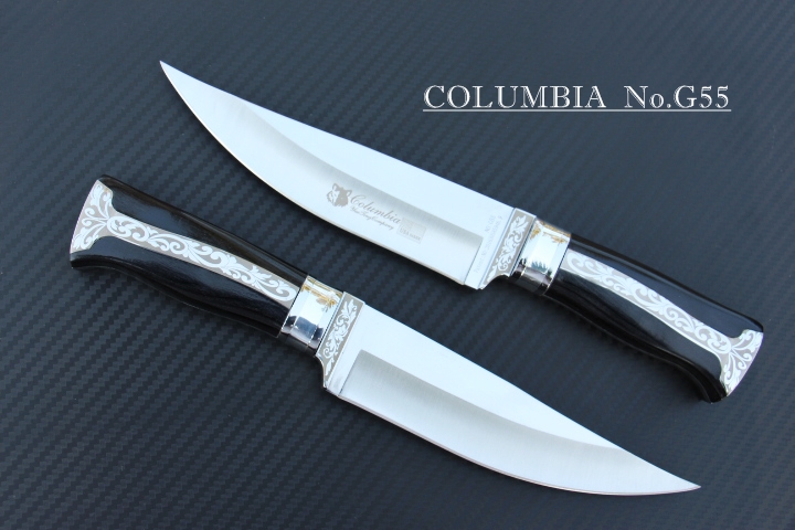 มีดใบตาย COLUMBIA รุ่น G55 ด้ามจับ ลายคลาสสิค ไม้เนื้อดำอย่างดี พร้อมซองไนลอน