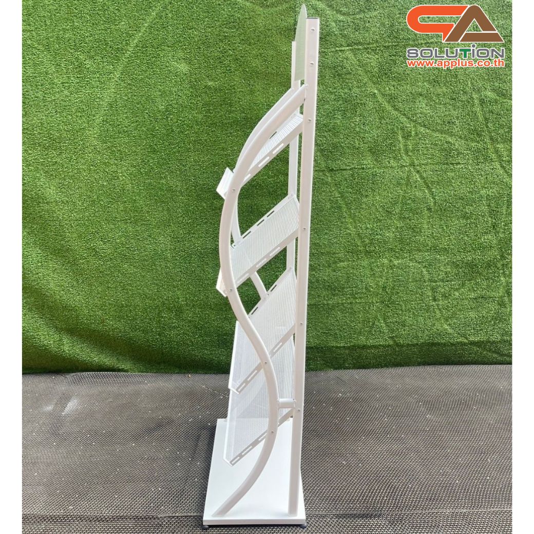 ชั้นวางโบรชัวร์เหล็ก 4 ชั้น สีขาว ขนาด (W)49.5 x (D)31 x (H)150 cm. ถอดประกอบได้