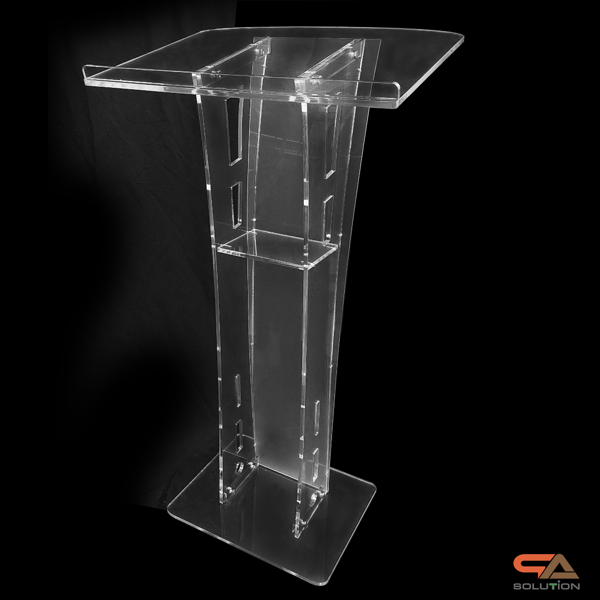 โพเดียมอะคริลิคใส รุ่น AC-12 ด้านหน้าอะคริลิคฝ้า TOP เอียง ขนาด(W)60 x (L)45 x (H) 113 cm.