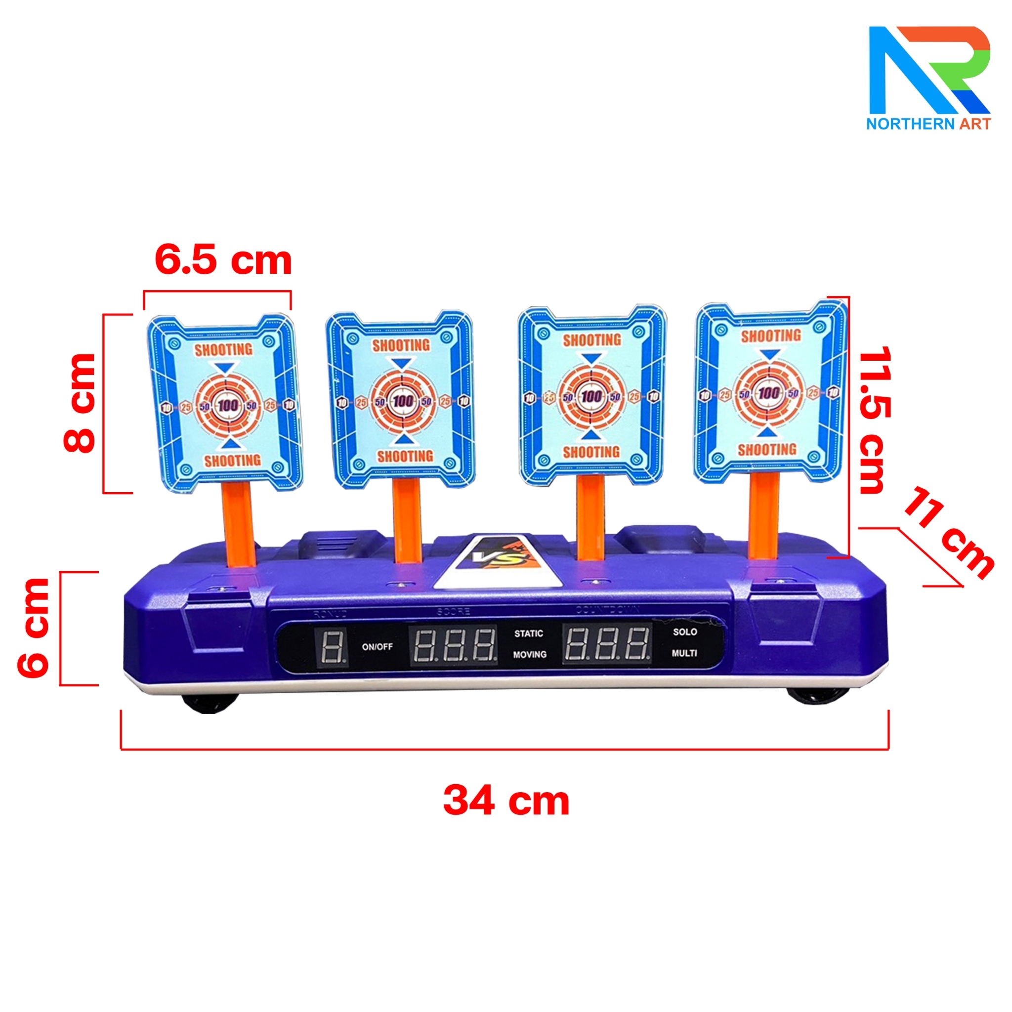 เกมส์ยิงเป้าตั้งโต๊ะ ขนาด (W)65 x (D)30 x (H)92 cm. พร้อมเป้าเคลื่อนที่ 4 แผ่น 3 ชุด และปืนกระสุนโฟม 1 กระบอก