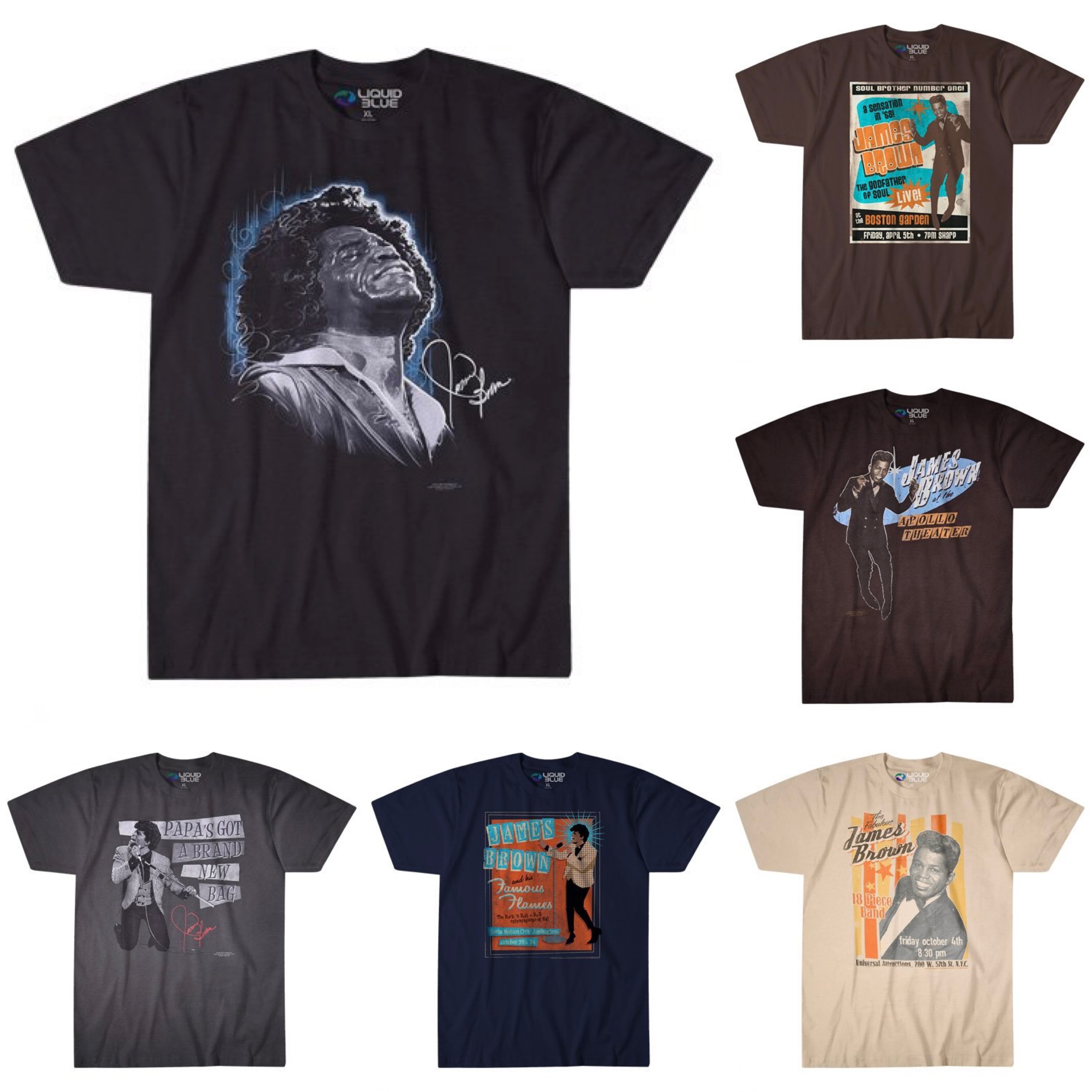 🇺🇸[PREORDER] เสื้อวง JAMES BROWN T-SHIRT รวมลายสุดฮิต ลิขสิทธิ์แท้ LIQUID BLUE จาก USA