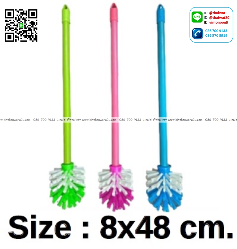 P13000 แปรงขัดห้องน้ำ หัวกลม ด้ามยาว (8*8*48 cm) No.TB16 ราคาขายส่งต่อ 2 โหล: 24 อัน: เฉลี่ย 30 บต่ออัน