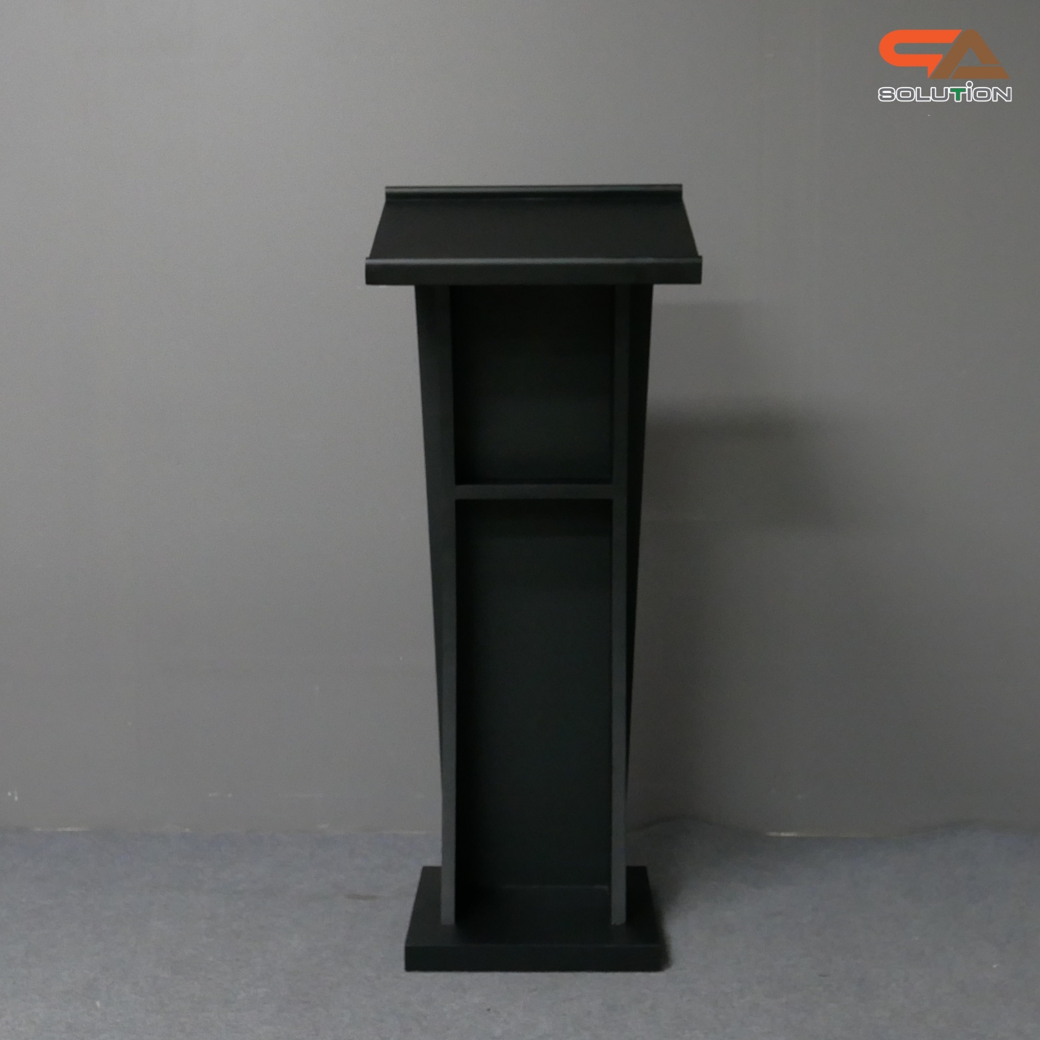 โพเดียมไม้ สีดำ ขนาด (W) 50 x (L) 40 x (H) 120ซม.TOP เอียง พร้อมชั้นวางของ