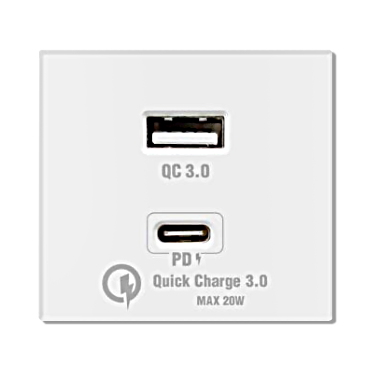 NANO เต้ารับ USB ชาร์จเร็ว 3.0+PD 20W USB Type A+Type C ขนาด 2 ช่อง Urban series สีขาว รุ่น UR-USB03W