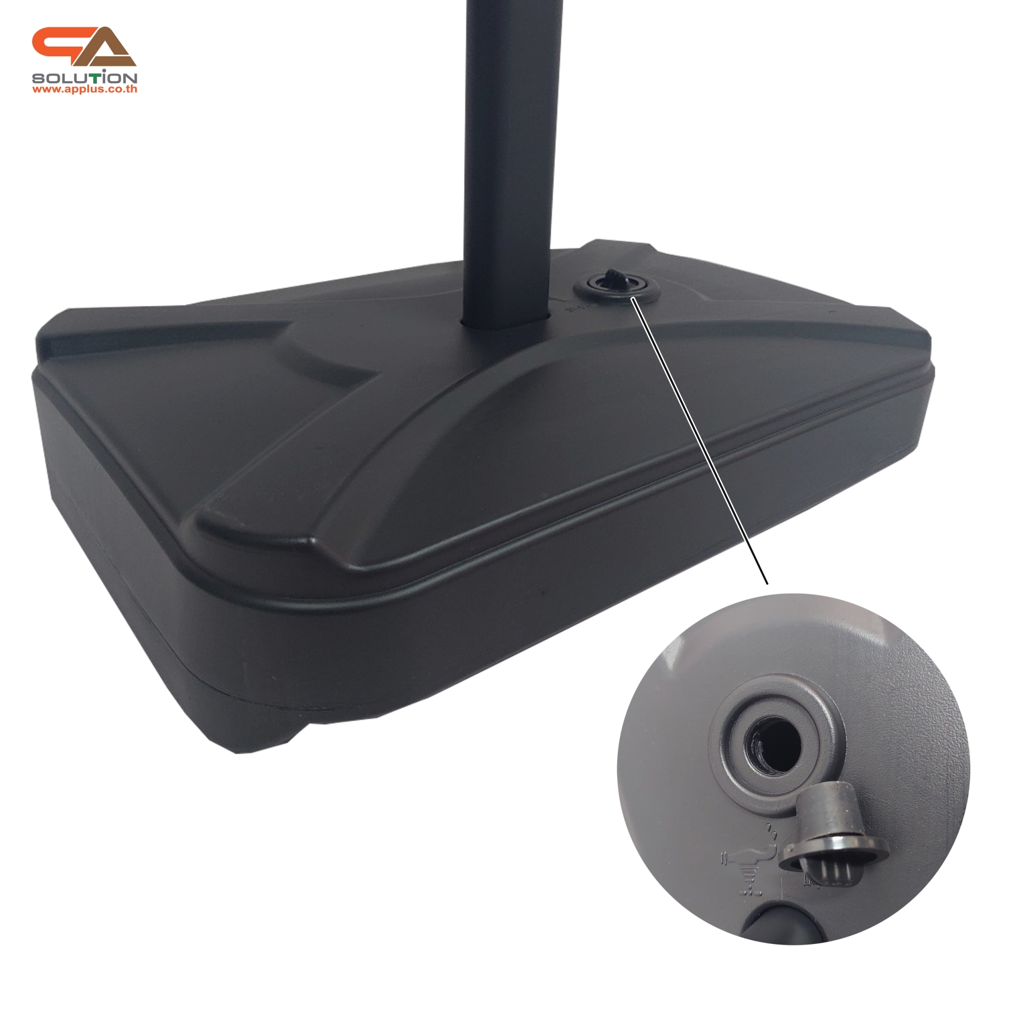 โปสเตอร์สแตนด์เหล็ก ฐานน้ำ สีดำ (W)60 x (L)80 x (H)151 cm. สอดงานด้านบน โชว์งานพิมพ์ 2 ด้าน