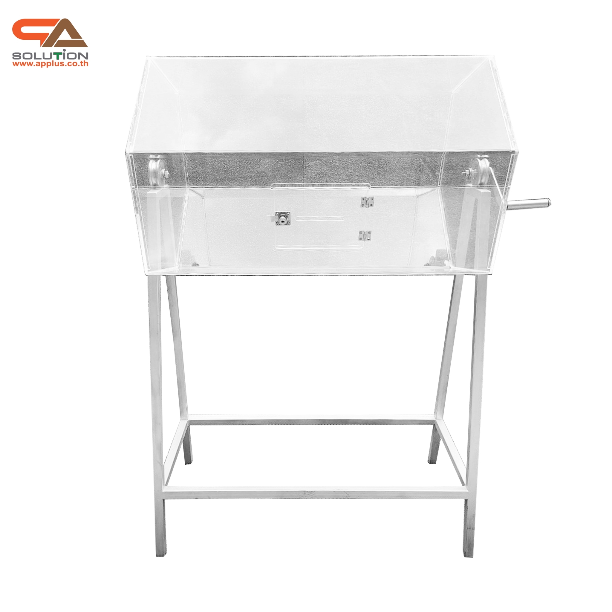 เช่ากล่องอะคริลิคจับรางวัล ตั้งพื้น หมุนได้360 องศา ขนาดกล่อง (W)80 x (D)58 x (H)132.5 cm. ฝาเปิดพร้อมกุญแจล็อค