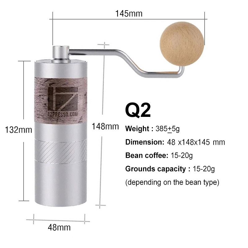 1Zpresso Q2 Manual Coffee Grinder with conical burrs 38 mm. 1614-212-3