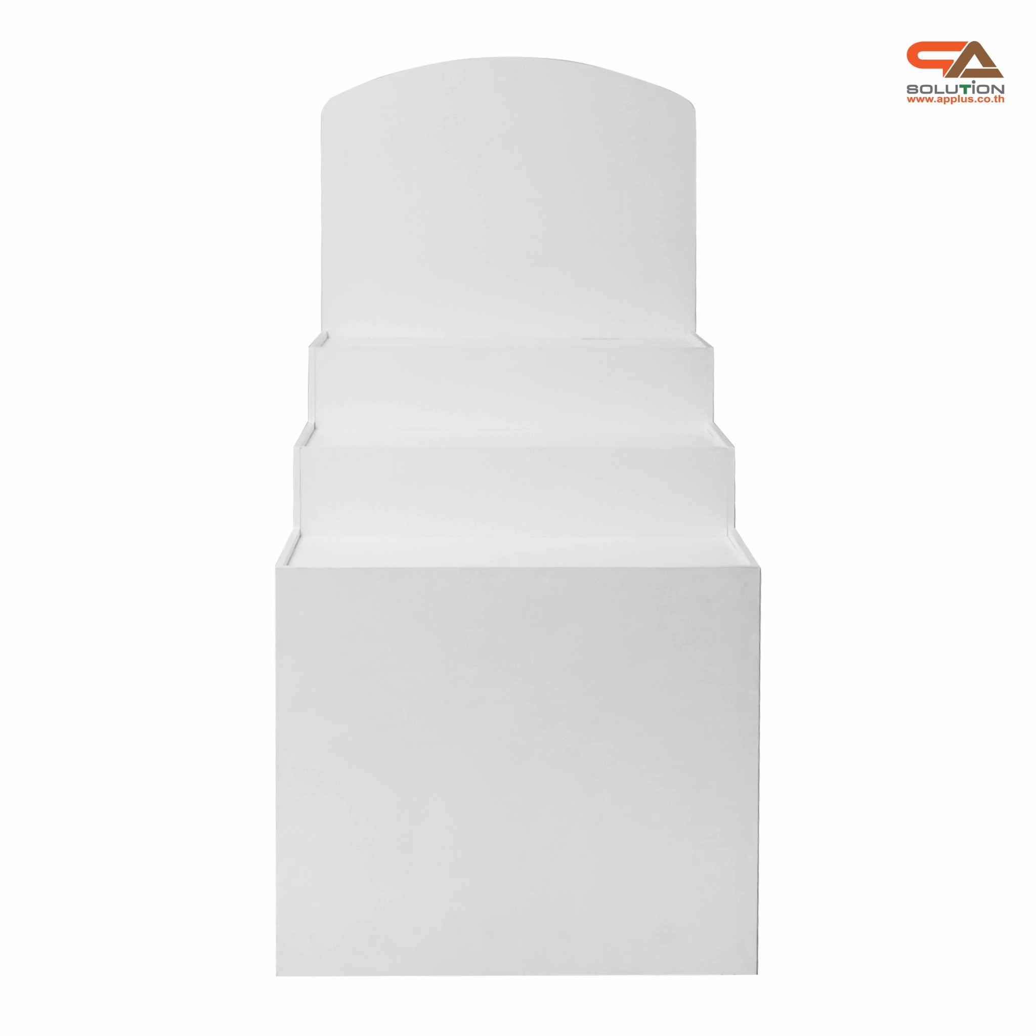 ชั้นวางพลาสวูดขั้นบันได ขนาด (W) 80 x (L)64 x (H)160 cm. มีล้อเลื่อนพร้อมตู้เก็บของด้านหลัง