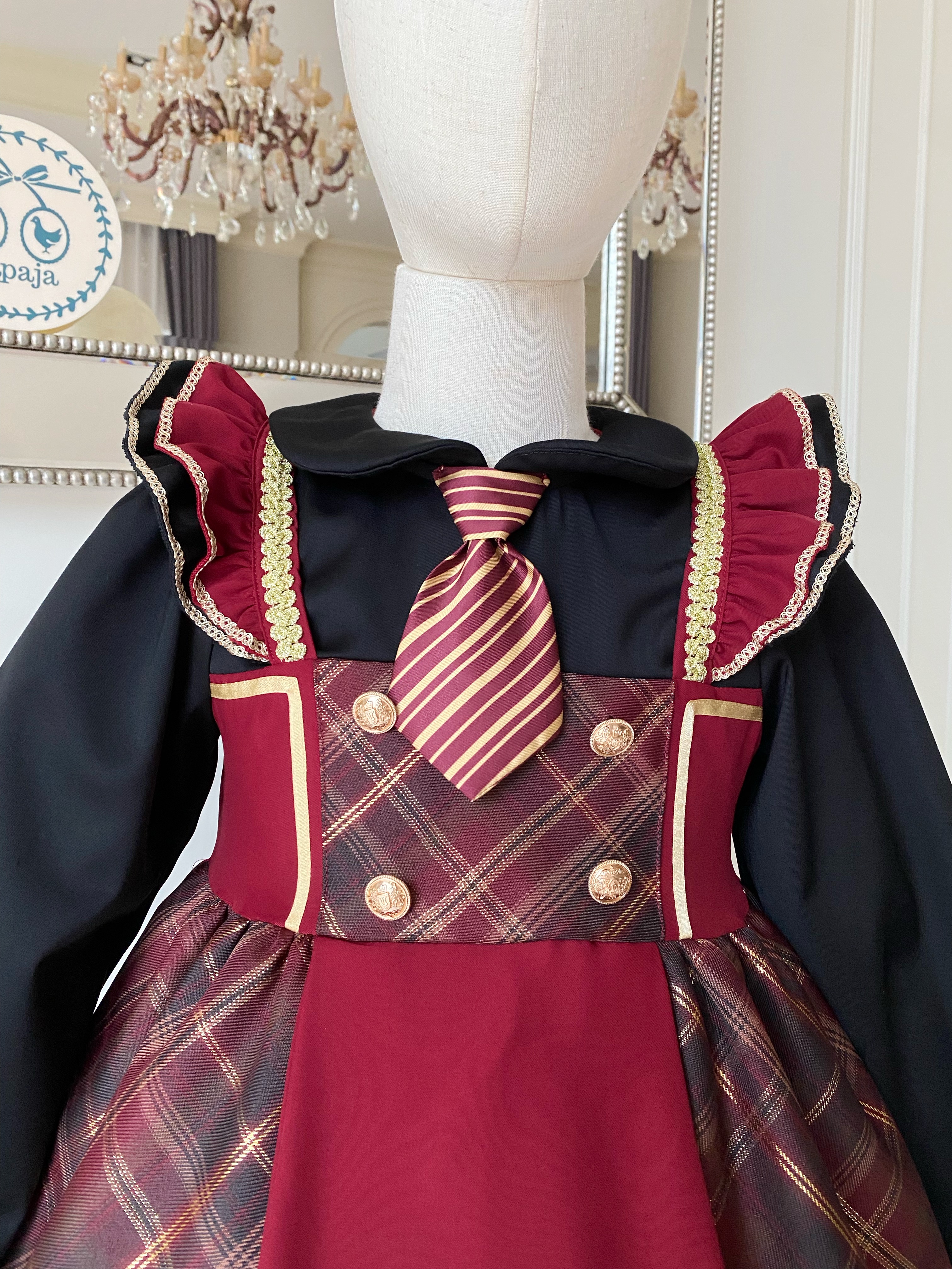 (HW) (เซต 3 ชิ้น) ชุดคอสเพลย์งานไฮพรีเมี่ยม แฮรี่พอตเตอร์ Harry Potter ครบเซต (ชุดเดรส+เสื้อคลุม+เครื่องประดับสีทอง)