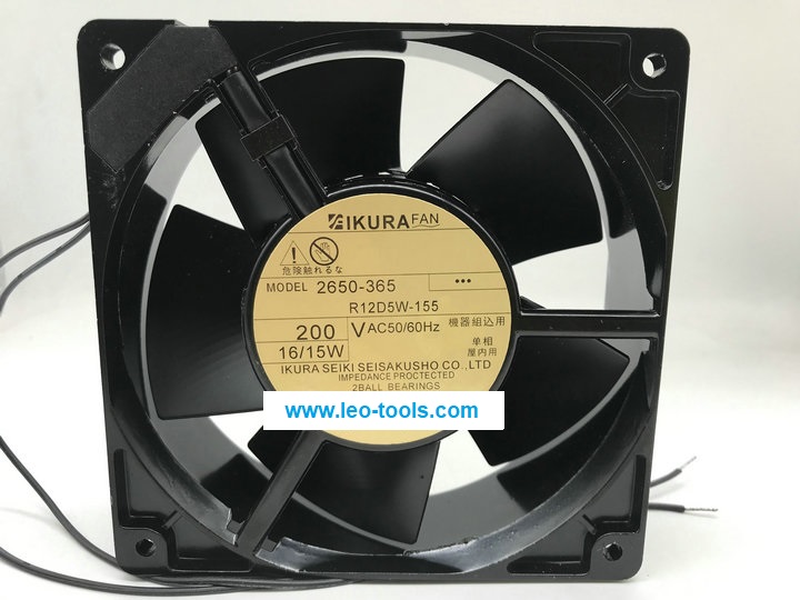 IKURA FAN 2650-365 R12D5W-155 220V Size: 120x120x38mm. พัดลมระบายความร้อนทนอุณหภูมิสูง โลหะทั้งหมด
