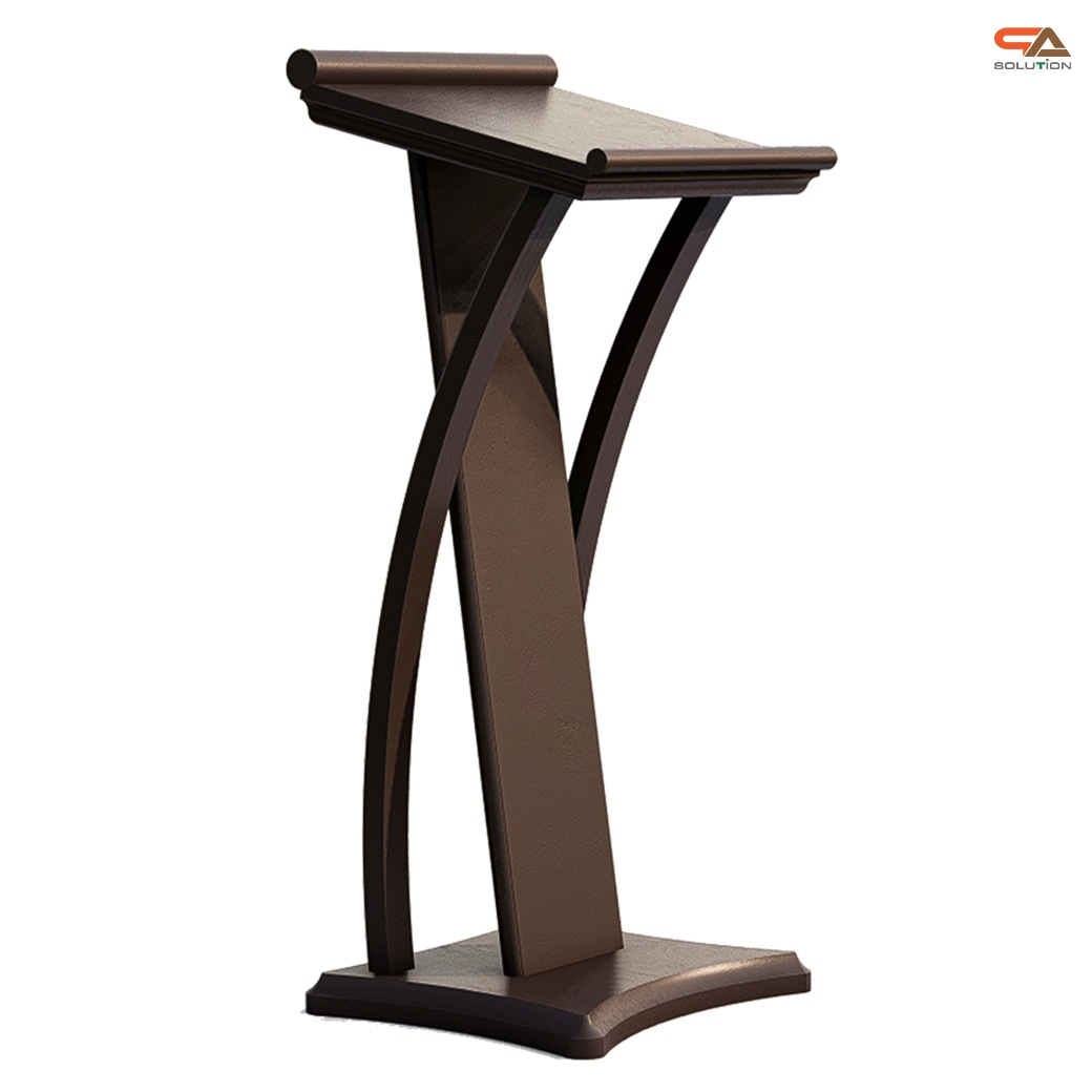 โพเดียมไม้ ขนาดTOP (W) 45 x (L) 50 cm.สูง 120 ซม.ตกแต่งไม้โค้งด้านข้าง สวยคลาสสิค พร้อมจัดส่งทั่วไทย