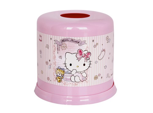P10434 กล่องทิชชู่กลม ลายคิตตี้ (12.5*12.5*12 cm) เกรดเอ สีสวย ลิขสิทธิ์ถูกต้อง No.1615 (ราคาส่งต่อ 1 โหล:12 ใบ: 200 บ/โหล)