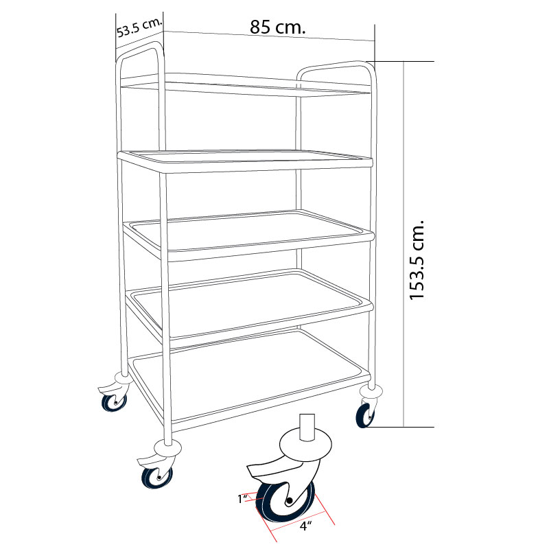 Stainless cart have 5 layers 1401-079