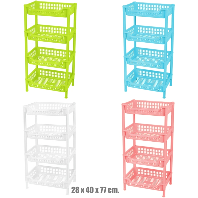 P04701 ตะแกรงชั้นเอนกประสงค์ 4 ชั้น (กว้าง 28* ยาว 40* สูง 77 cm) เกรดเอ หนา สีสวย No.22024 ราคาขายส่งต่อ 6 ชุด: เฉลี่ย 300 บต่อชุด