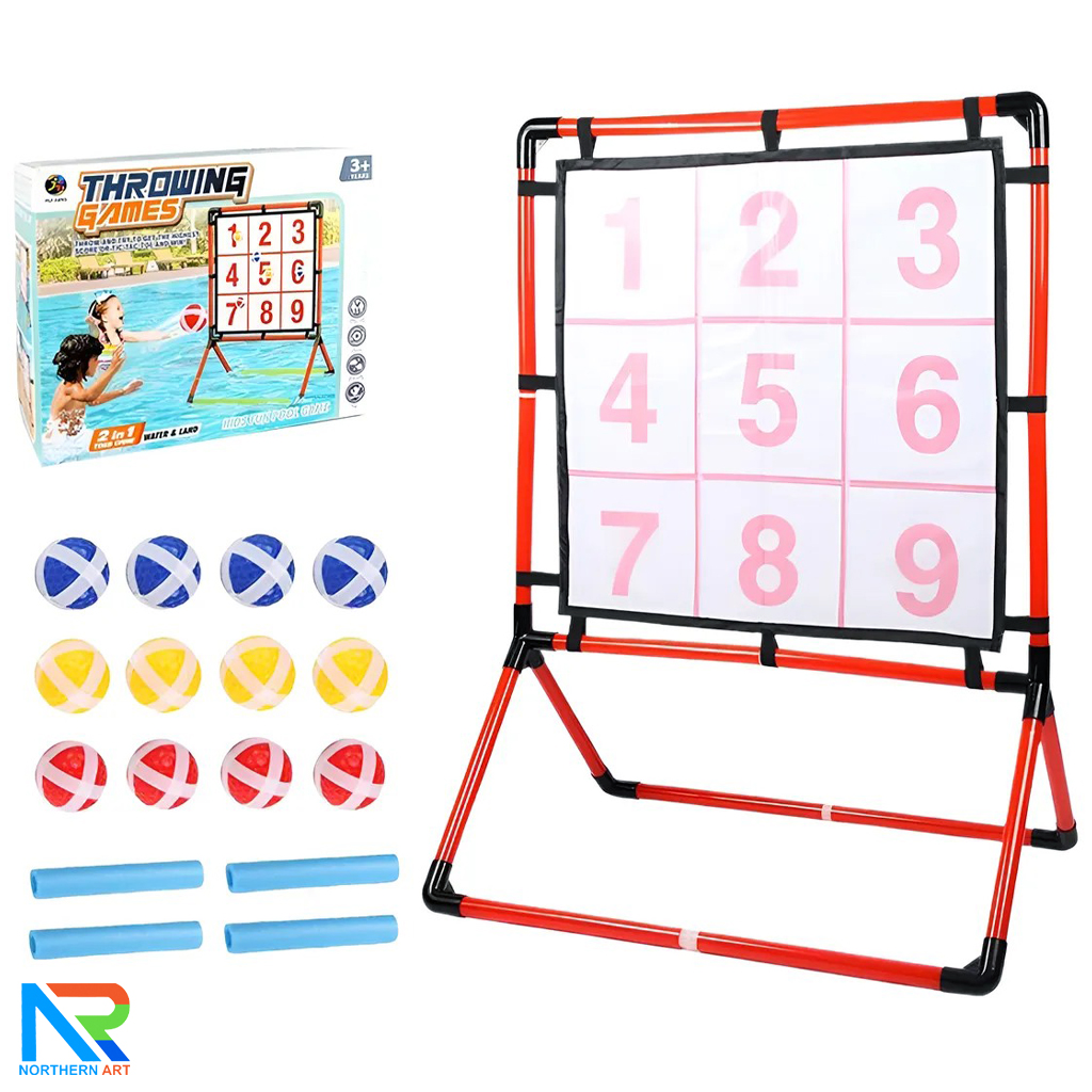 เกมส์ปาบอล 2-in-1 (W)68 x (H)95 cm. พร้อมลูกบอล 12 ลูก ถอดประกอบได้ เคลื่อนย้ายสะดวก