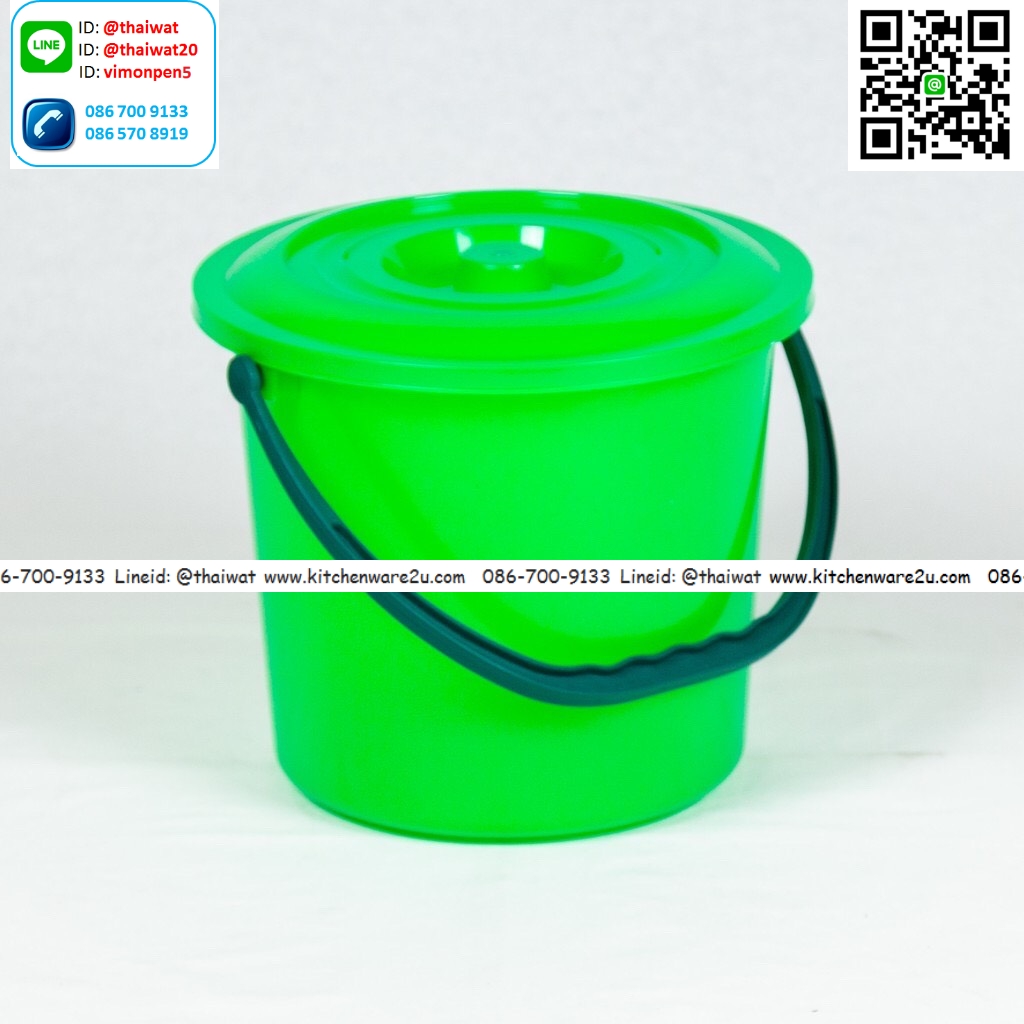 P03394 ถังน้ำ 3.5 แกลอน 11.3 ลิตร (30*30*26 cm) พร้อมฝา เกรดเอ สีขาว No.307 ราคาขายส่งต่อ 12 ใบ