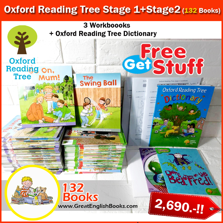 (In stock) สินค้าพร้อมส่ง พร้อมส่งฟรี Kerry หนังสือหัดอ่านภาษาอังกฤษ Oxford Reading Tree stage 1 - 2 จำนวน 132 Books + 3 Workbooks+Oxford Dictionary *มีถึง Stage 13*