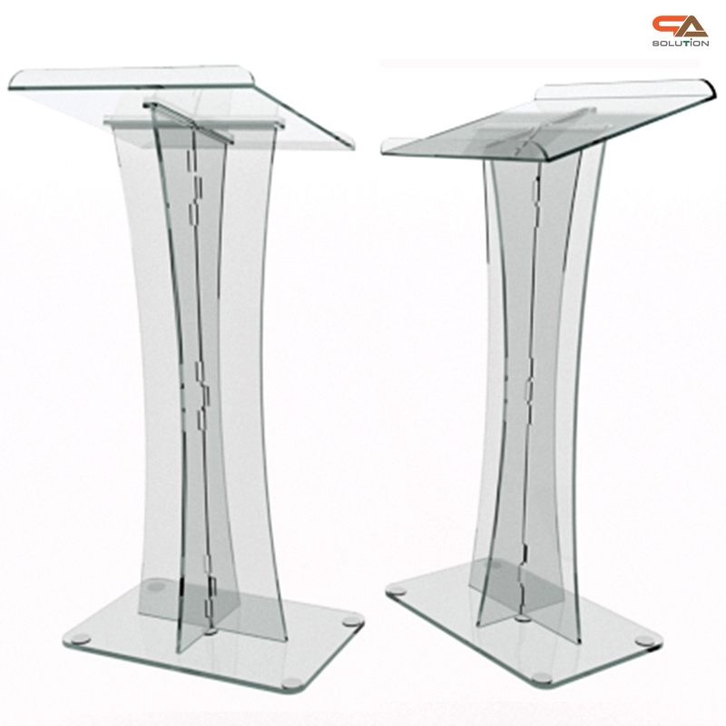 โพเดียม อะคริลิคใส AC-03 ขนาด (W)50 x (L)44 x (L)120 cm. TOP เอียงพร้อมกันตก วัสดุอะคริลิคใส หนา 10-20 มม.