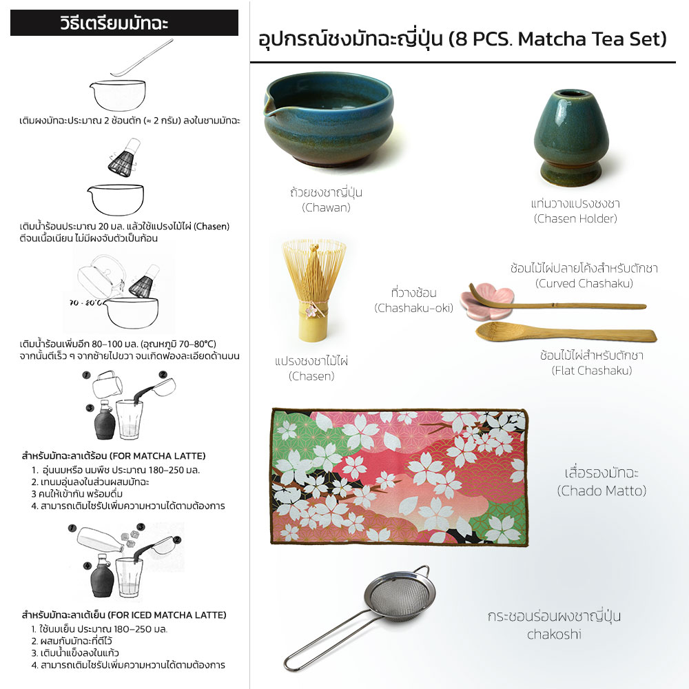 ชุดอุปกรณ์ชงมัทฉะ 8 ชิ้น | Matcha Tea Set ครบเซ็ต พร้อมพิธีชงชา