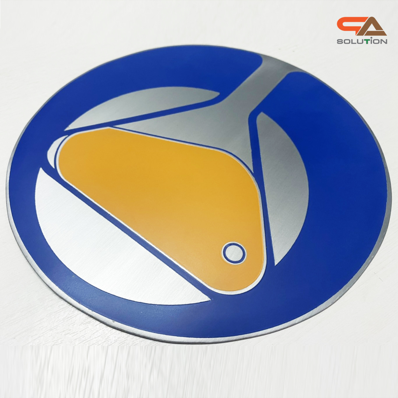 โลโก้โพเดียม โลโก้กัดกรด โลโก้หน่วยงาน ขนาด 20-25 ซม. กัดกรดสแตนเลสหนา 0.8 mm. สั่งผลิตตามแบบ