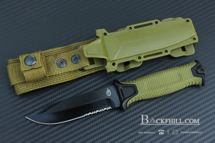 มีดใบตายสายลุย Gerber Strong Arm Semi Serrated Fixed Blade OEM สีเขียวทหาร