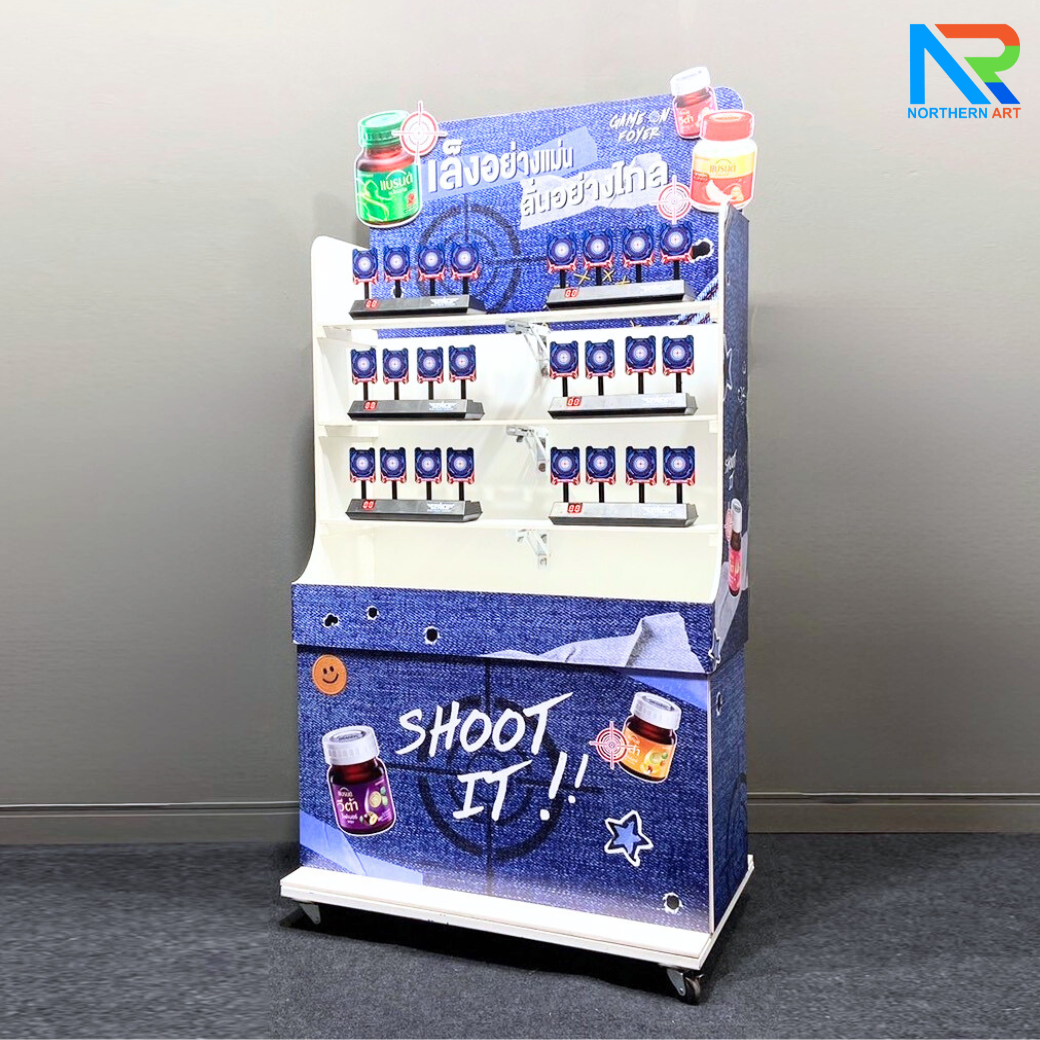 เกมส์ CARNIVAL GAME ยิงเป้า ขนาด (W) 90 x (L)50 x (H)176 cm. พร้อมเป้านิ่ง 4 เป้า จำนวน 6 ชุด ปืนกระสุนโฟม 2 ชุด