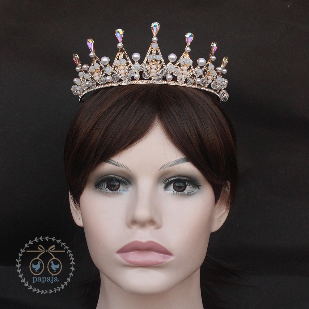 (No. 169) มงกุฏเทียร่าเพชรบนยอดประดับเพชรรูปหยดน้ำเม็ดใหญ่