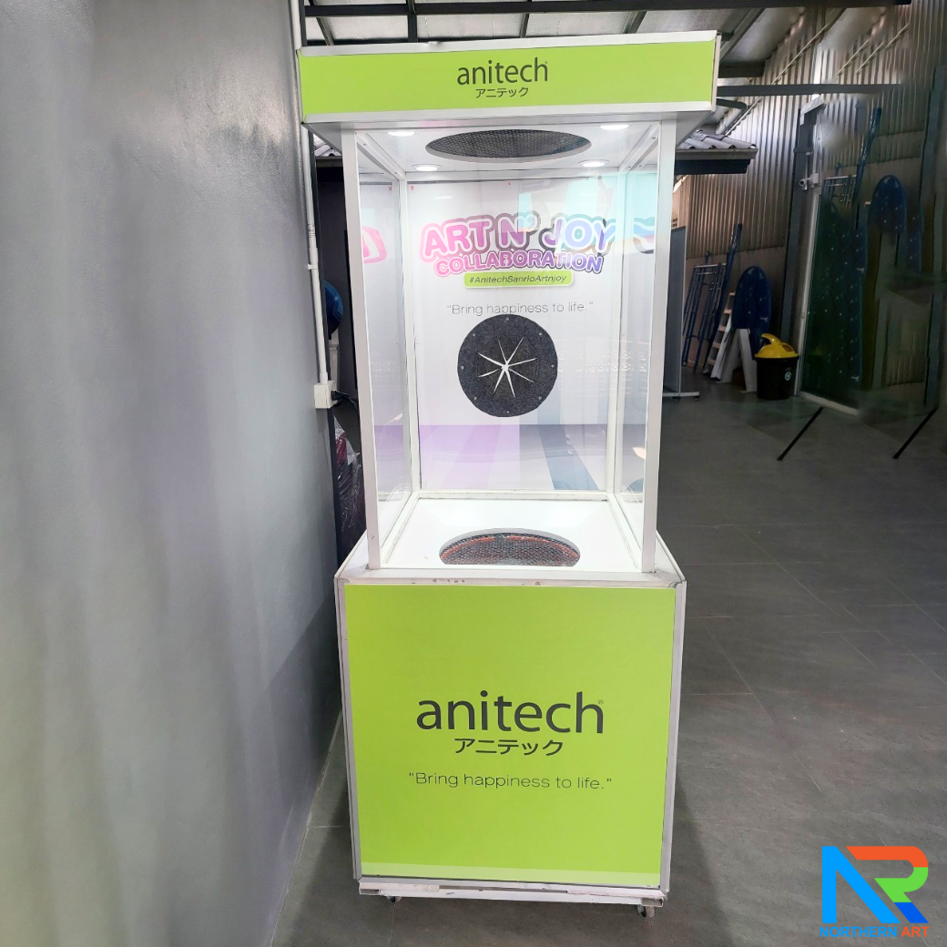เช่าเกมส์ตู้ลม เช่าตู้ลมจับรางวัล (W)70 x (L)70 X (H)176 cm.พร้อมงานพิมพ์สติ๊กเกอร์ ไม่รวมบอลโฟม