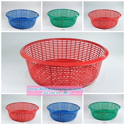 P08780 ตะกร้าขนมจีนใหญ่ (26.5*26.5*9 cm) เกรดบี สีเข้ม No.032 สส (ราคาส่งต่อ 24 โหล:288 ใบ/60 บ ต่อโหล)