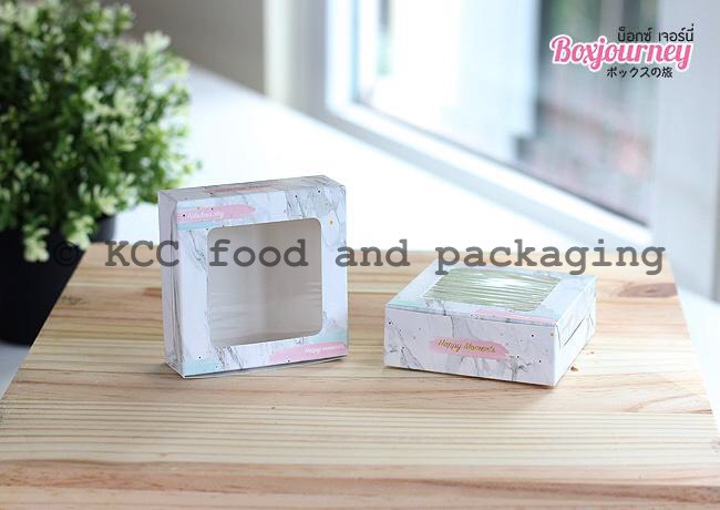 กล่องบราวนี่ 1ชิ้น ลาย หินอ่อนเทา (50ใบ)