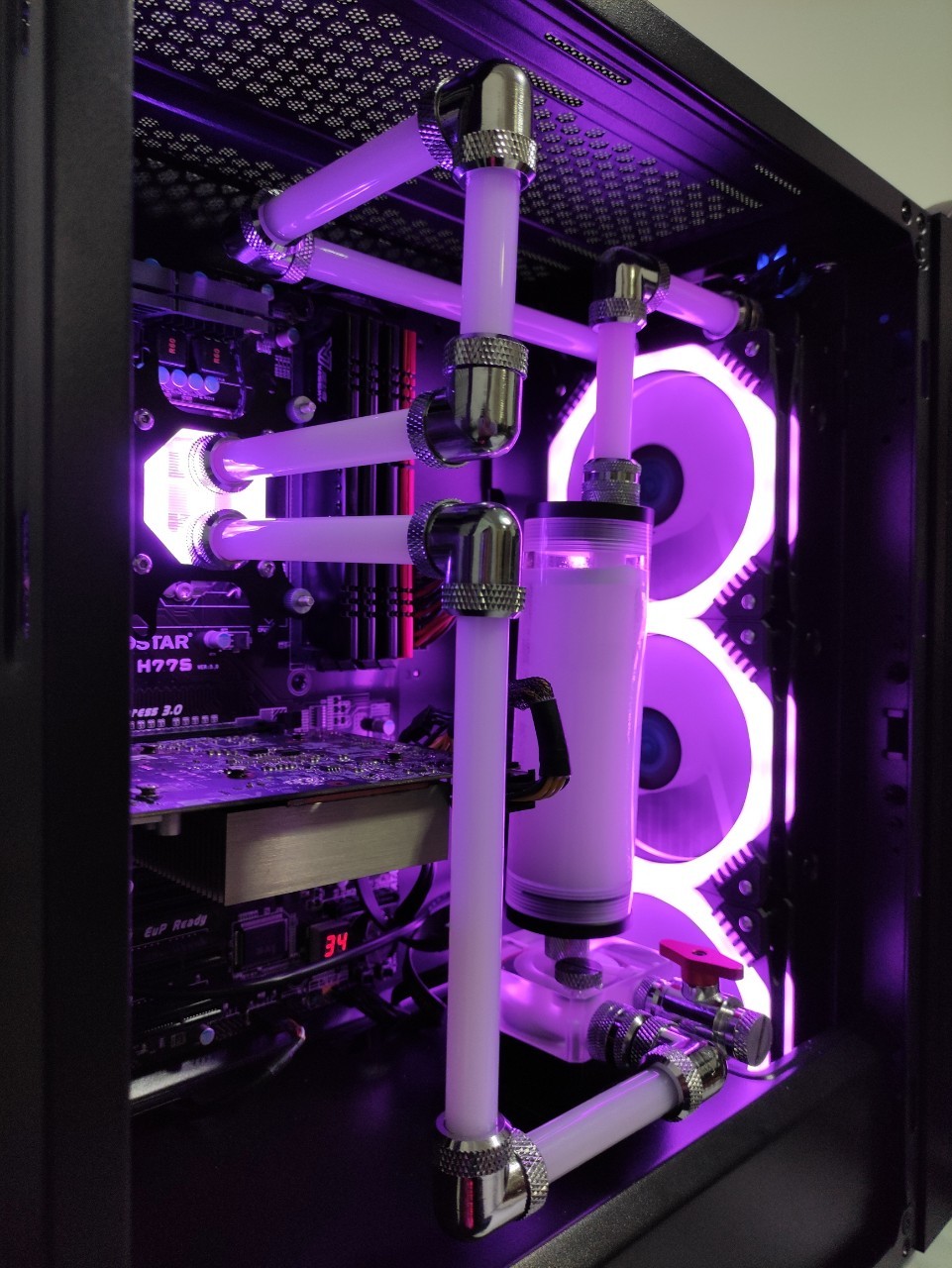 ข้อต่องอ90 ฟิตติ้ง2ด้าน 14mm โอริง3ชั้น ชุดน้ำระบบเปิด Fitting90 14mm for PETG Water Cooling