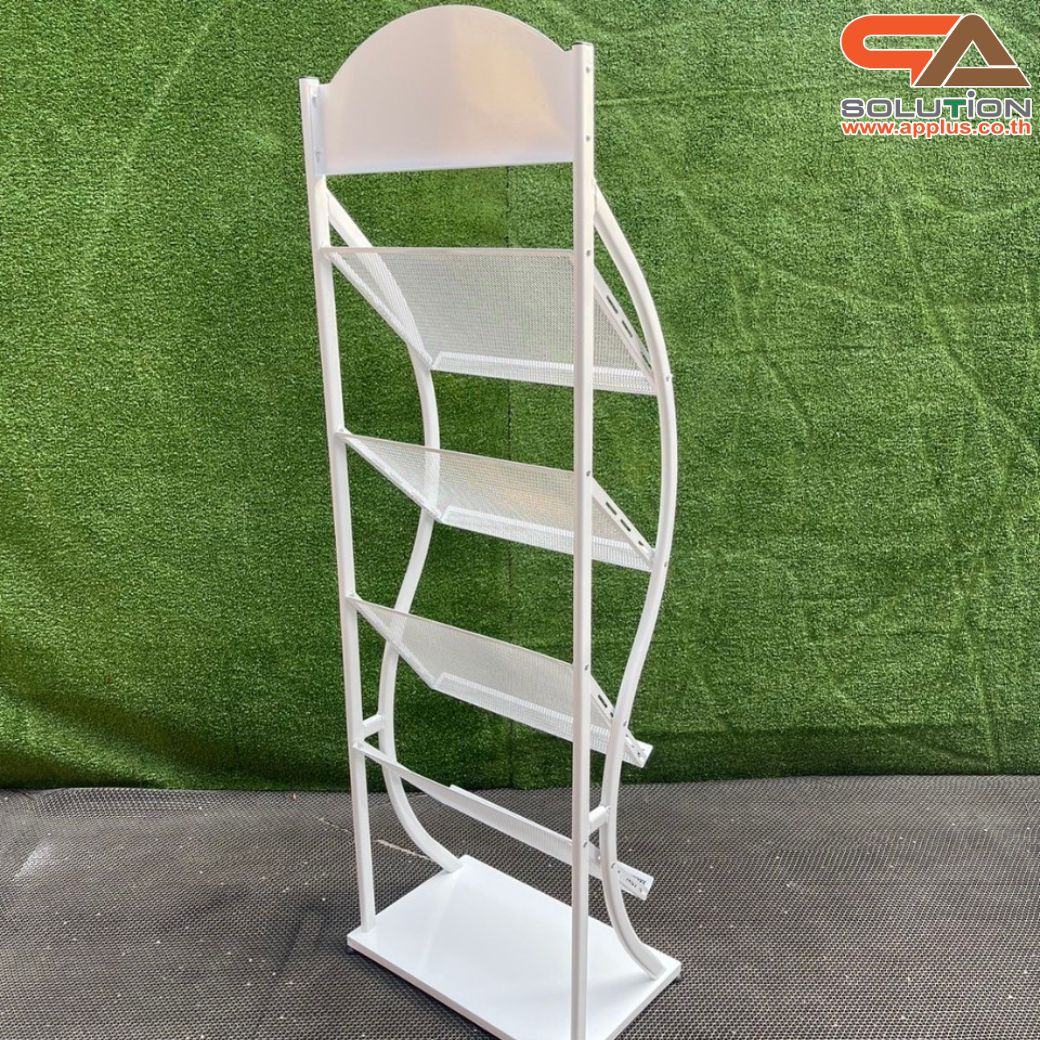 ชั้นวางโบรชัวร์เหล็ก 4 ชั้น สีขาว ขนาด (W)49.5 x (D)31 x (H)150 cm. ถอดประกอบได้