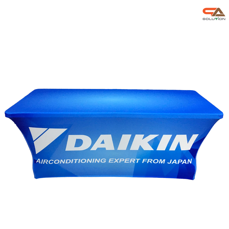 โต๊ะเคาน์เตอร์ผ้าออกบูธ รุ่น 6F ขนาด (W) 182 x (L)76 x (H)74 cm. พร้อมผ้าสกรีนสีสวยสด พับเก็บได้ จัดเก็บสะดวก