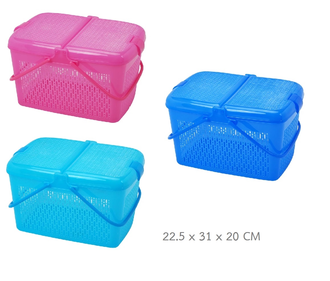 P00119 ตะกร้าลอยฟ้าฝาล๊อค เกรดเอ ใหญ่ (38.75 x 26.75 x23 cm) No.9804 (ราคาส่งต่อ 1 โหล: 12 ใบ)